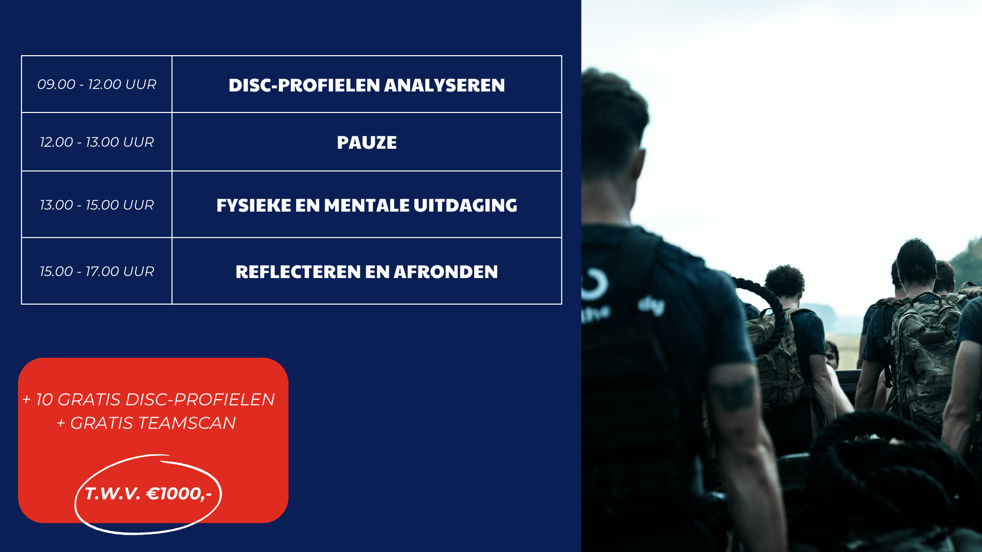 Programma van de dag Teambuilding op maat